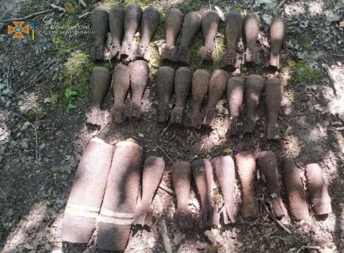 На Сумщині за минулу добу виявлено 32 боєприпаси часів минулих війн фото